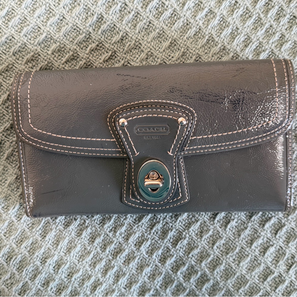 Coach gray patent leather wallet-project